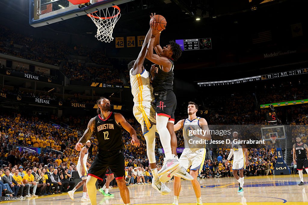 Thompson Nba Rockets Amen Thompson of the Houston Rockets drives to the basket during the ...