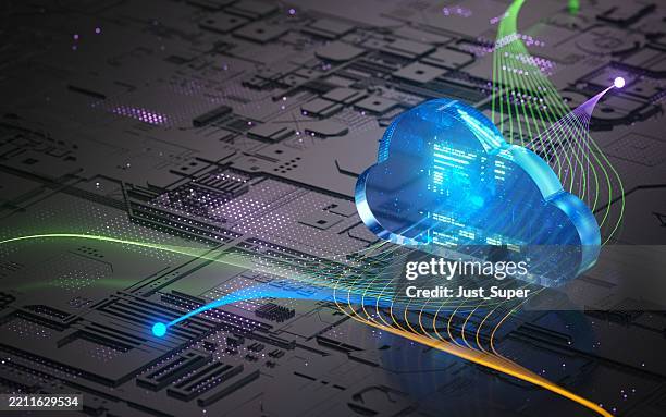 cloud computing artificial intelligence data center multi cloud hybrid cloud information storage cyber security encryption edge computing data lake - devops stock pictures, royalty-free photos & images