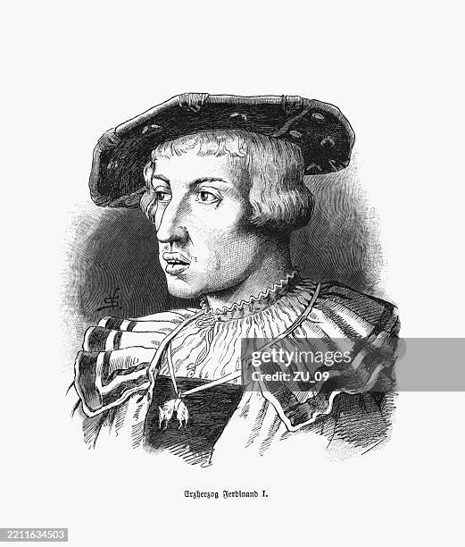 ferdinand i (1503 -1564), holy roman emperor, wood engraving, published 1894 - ferdinand i holy roman emperor stock illustrations