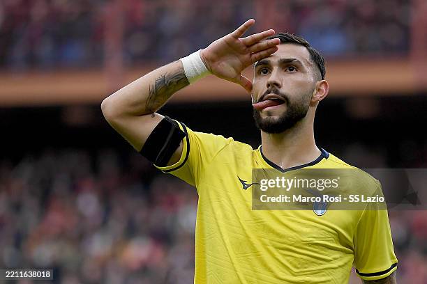 Valentin Castellanos of SS Lazio celebrates a opening goal during the Serie match between Genoa and Lazio at Stadio Luigi Ferraris on April 23, 2025...