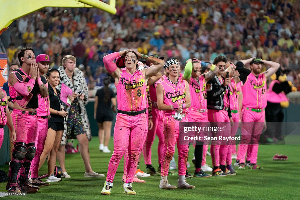 Party Animals Roster Party Animals' Bryson Bloomer reacts to an out in the final inning ...