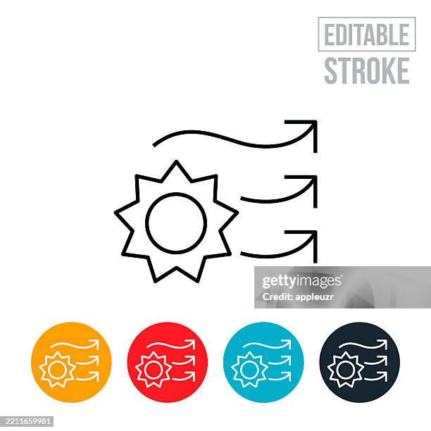 heat wave thin line icon - editable stroke - heating radiator stock illustrations