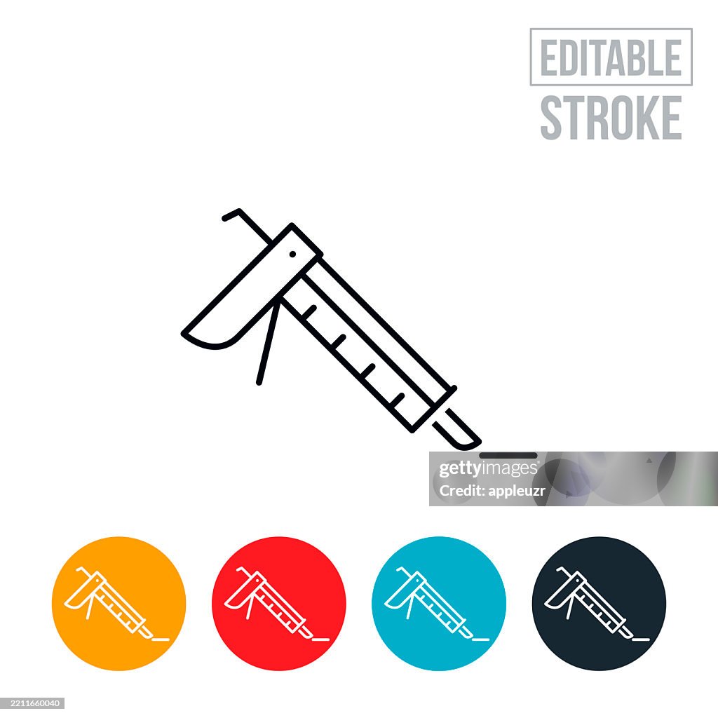 Caulk Gun Dispensing Caulk Thin Line Icon - Editable Stroke