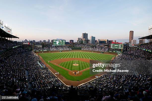 General view of Wrigley Field during the fifth inning between the Chicago Cubs and the Los Angeles Dodgers on April 23, 2025 in Chicago, Illinois.