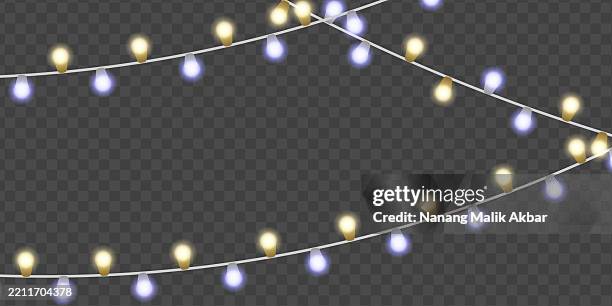 chrismas lights with transparent background - string lights transparent stock illustrations