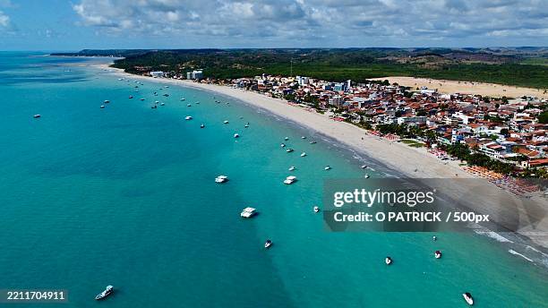 high angle view of sea against sky,alabama,brazil - alabama coastline stock pictures, royalty-free photos & images