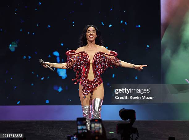 Katy Perry performs onstage during the Katy Perry The Lifetimes Tour 2025 at CDMX Arena on April 23, 2025 in Mexico City, Mexico.