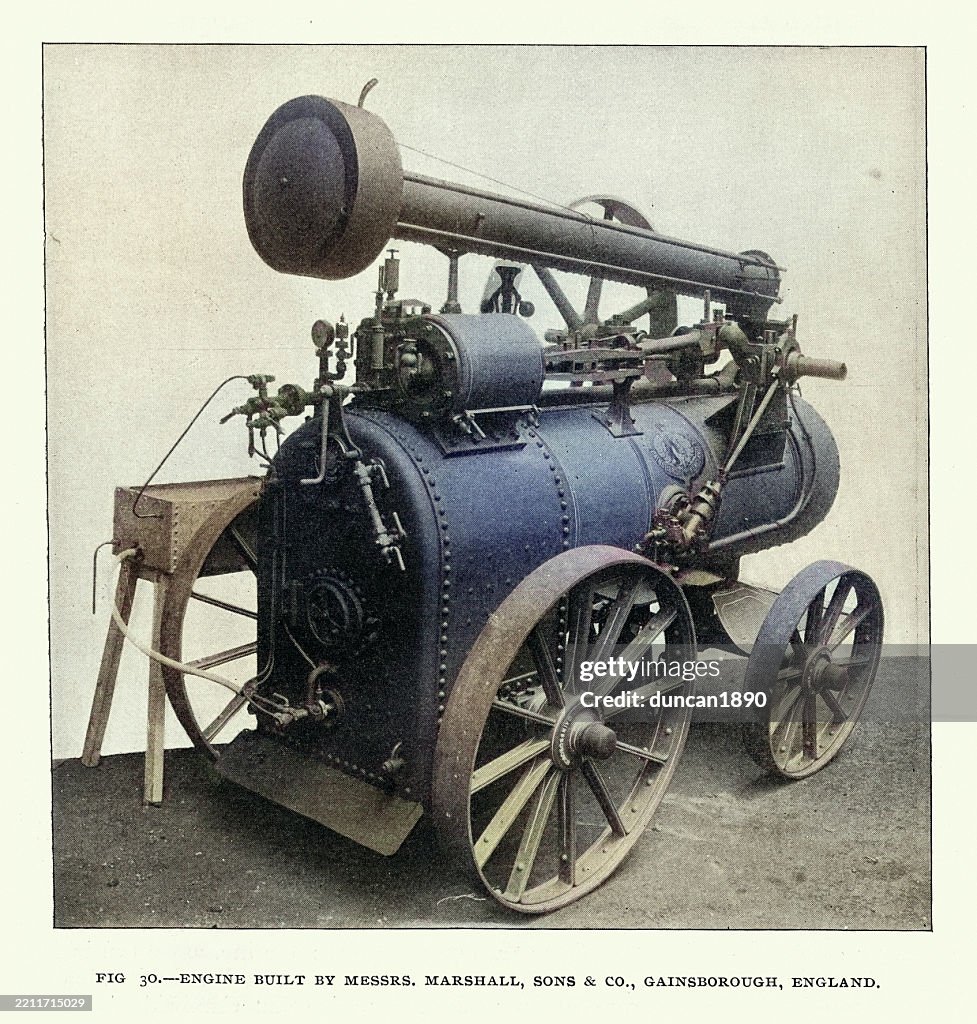 Historia de la máquina de vapor, Revolución industrial, Máquina de tracción, Victoriano, Siglo XIX, Fotografía antigua, Marshall sons and co, Gainsborough