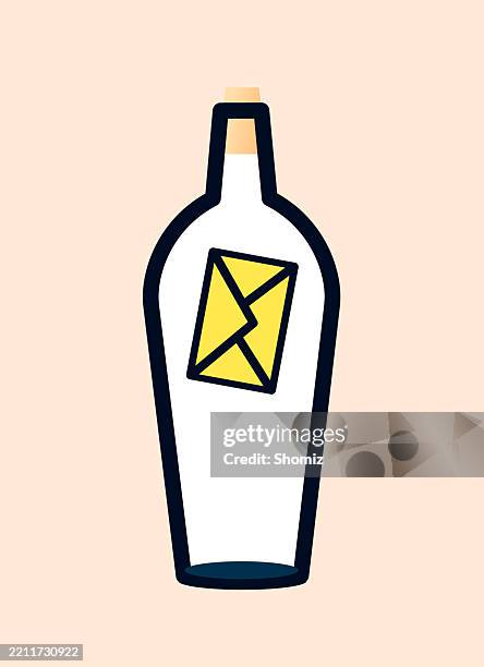 mail in the bottle - pirate shipwreck stock illustrations