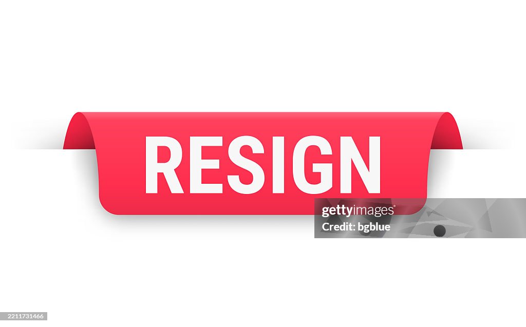Resign Printer R Resign Red Banner Bookmark Ribbon Label On White Background High-Res ...