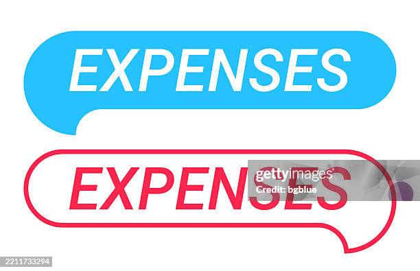 expenses - blue and red speech bubble on white background - high alert stock illustrations