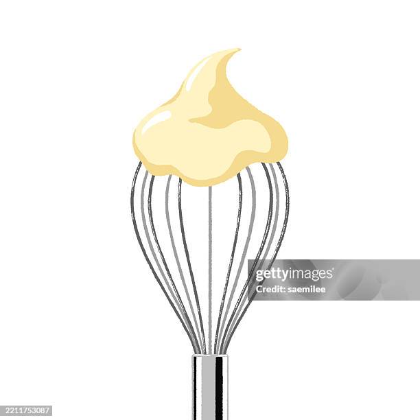 bildbanksillustrationer, clip art samt tecknat material och ikoner med color drawing of whisk and cream - grädde