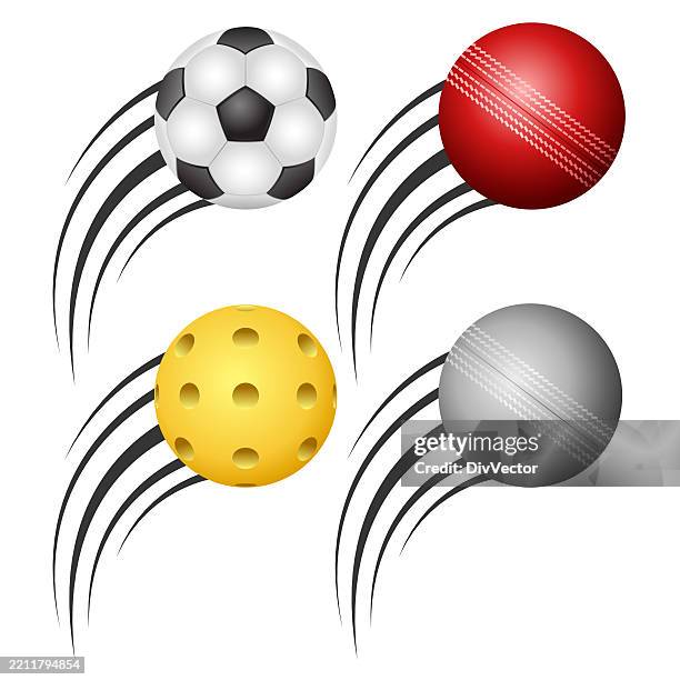 sports ball vector set - cricket ball stock illustrations