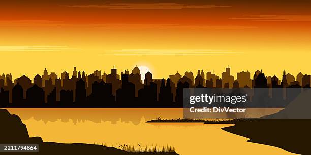 sunset vector background - sunset road stock illustrations