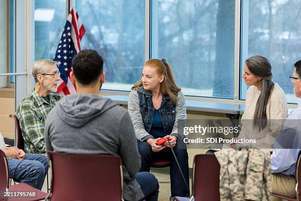 group therapy session: mental health support and emotional wellbeing - veterans of foreign wars of the united states imagens e fotografias de stock