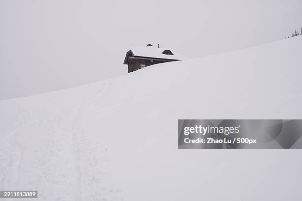 scenic view of snow covered landscape against clear sky,montreux,vaud,switzerland - canton-de-vaud photos et images de collection