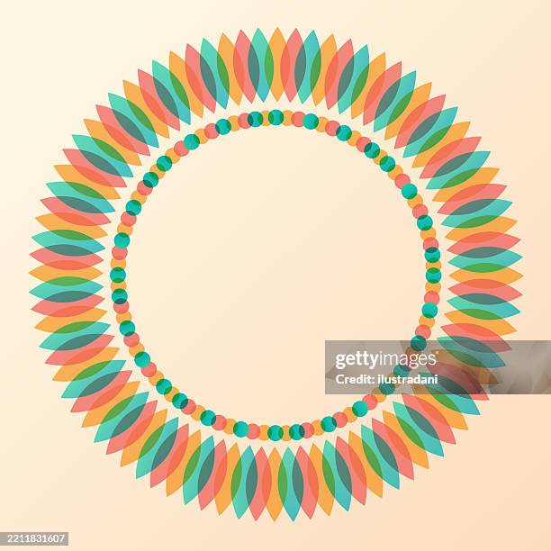 ilustraciones, imágenes clip art, dibujos animados e iconos de stock de hermosas hojas de colores y marco de puntos en estilo risógrafo - tarjeta de aniversario