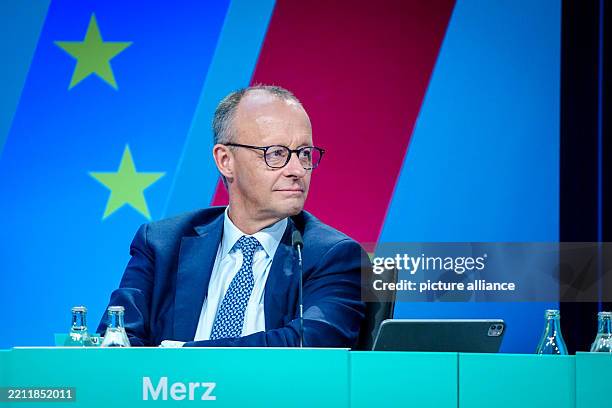 April 2025, Berlin: Friedrich Merz, CDU candidate for chancellor and federal CDU chairman, attends the CDU federal committee. The CDU's small party...