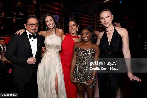 Hiroyuki Sanada, Demi Moore, Aly Raisman, Simone Biles and Scarlett Johansson attend the 2025 TIME100 Gala at Jazz at Lincoln Center on April 24,...