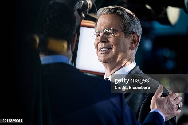Scott Bessent, US treasury secretary, during a television interview outside the White House in Washington, DC, US, on Monday, April 28, 2025....