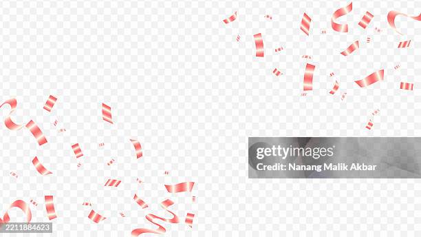 red confetti falling with transparent background - silver foil effect stock illustrations