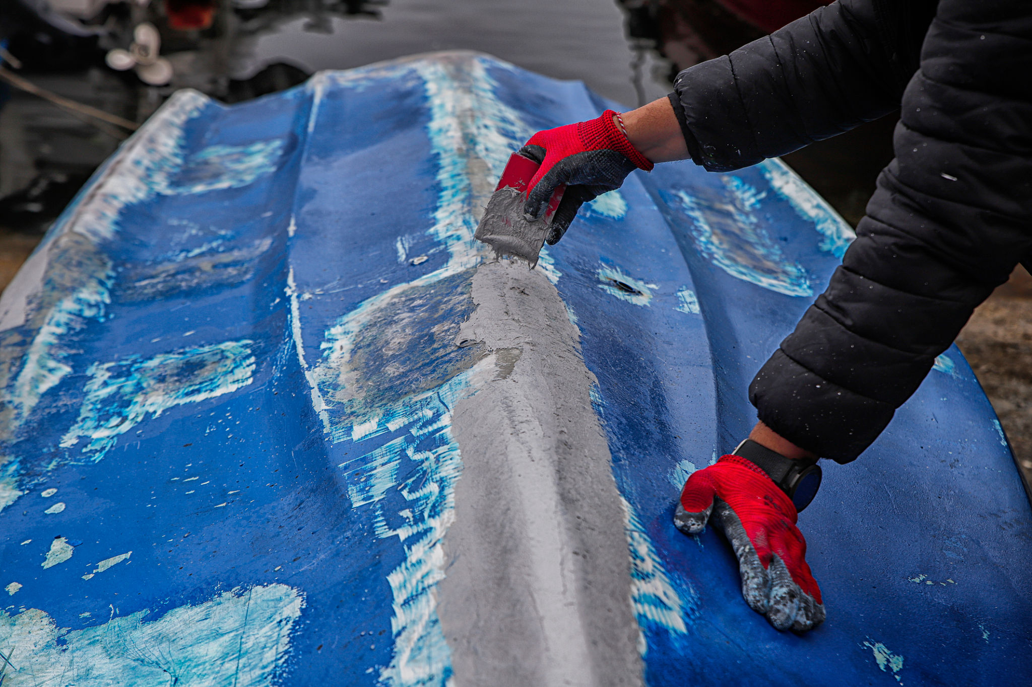 safety gear painting boat