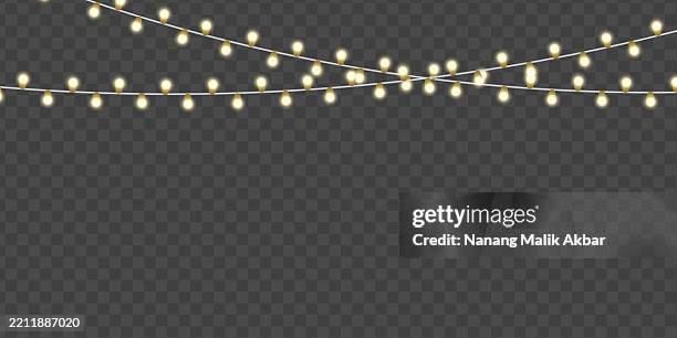 chrismas lights with transparent background - fairy-lights-transparent-background stock illustrations
