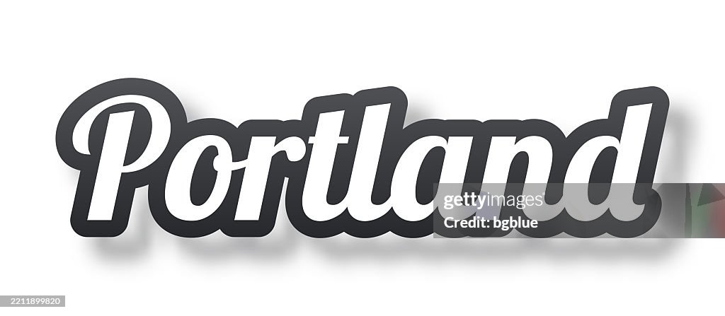 Portland - Texto 3D con sombra sobre fondo blanco
