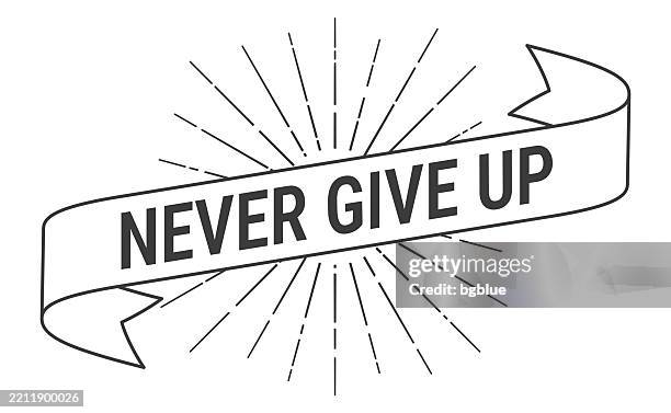 never give up - banner with sunbursts on white background - infinity logo vector stock illustrations