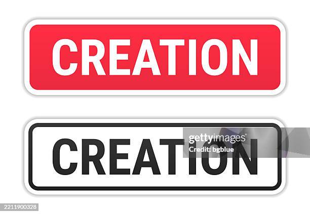 creation - red and black labels on white background - make a image with transparent background stock illustrations