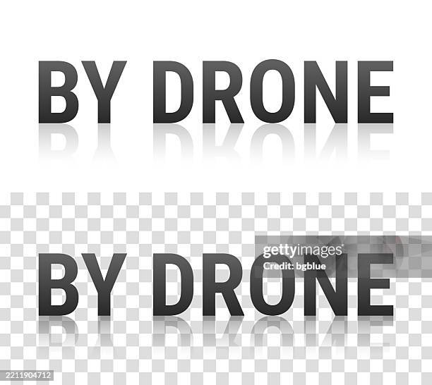 by drone - text with reflection on transparent background - drone view stock illustrations