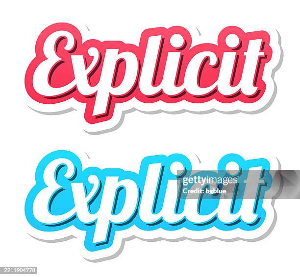 Explicit Lettering Explicit 3d Text In Red And Blue On White Background High-Res Vector ...