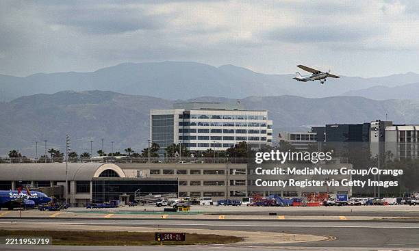 Costa Mesa, CA Costa Mesa, CA A small plane takes off from John Wayne Airport in Santa Ana on Monday, April 28, 2025.