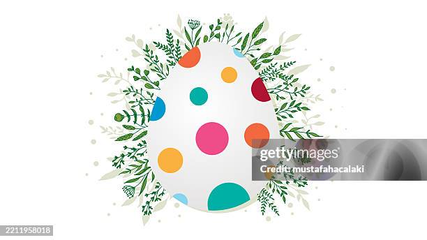 colourful easter egg with green floral branches - chocolate easter eggs isolated stock illustrations