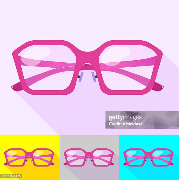 geometric pink glasses with nose pads. - eye chart stock illustrations