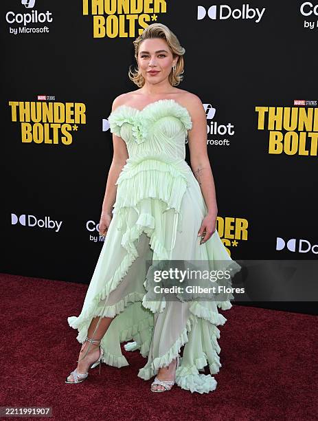 Florence Pugh at the Los Angeles Premiere Of Marvel Studios' "Thunderbolts*" at Dolby Theatre on April 28, 2025 in Los Angeles, California.