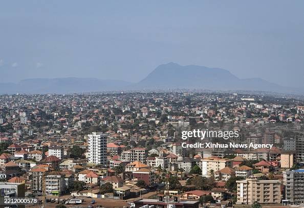 This photo taken on April 27, 2025 shows a city view of Conakry ...