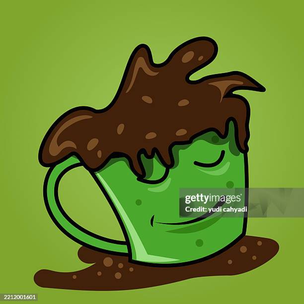 Cute Green Mug Overflowing With Chocolate Playful Food Illustration High-Res Vector Graphic