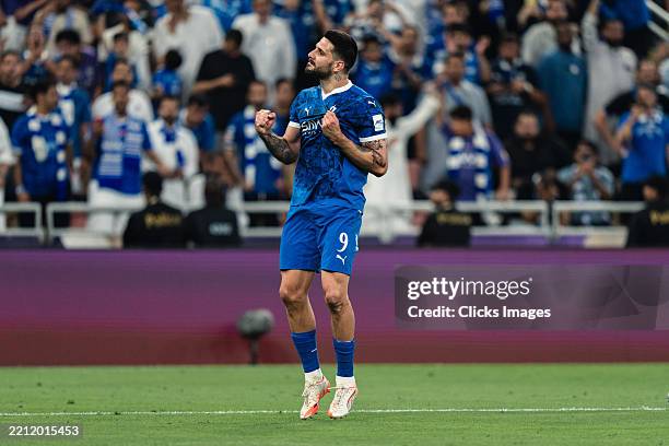Aleksandar Mitrovic of Al Hilal celebrates after scoring the 4th goal during the AFC Champions League Elite match between Al Hilal and Gwangju at...