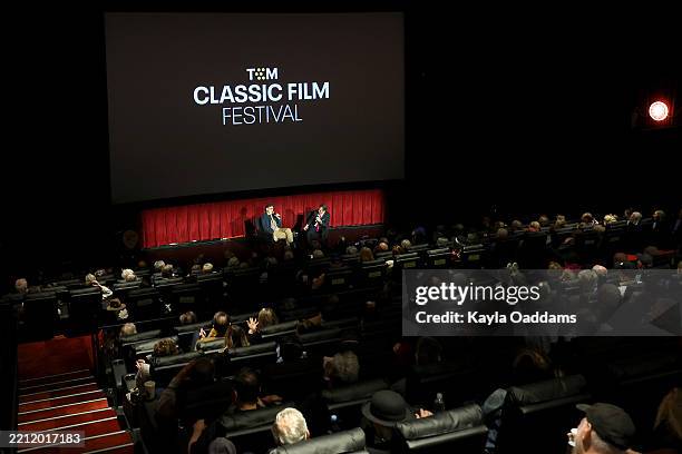 James Cromwell and TCM Host Ben Mankiewicz speak onstage at the screening of "The Enchanted Cottage" during the 2025 TCM Classic Film Festival at TCL...