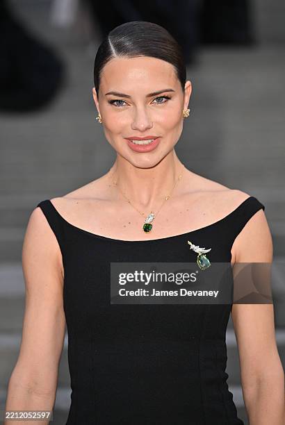 Adriana Lima arrives to Tiffany's launch of Blue Book 2025: Sea of Wonder at The Metropolitan Museum of Art on April 25, 2025 in New York City.