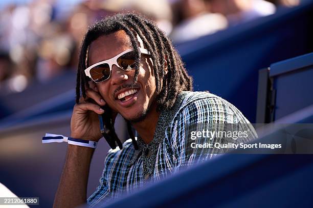 Jules Kounde of FC Barcelona attends day seven of the Barcelona Open Banc Sabadell 2025 at Real Club De Tenis Barcelona on April 20, 2025 in...
