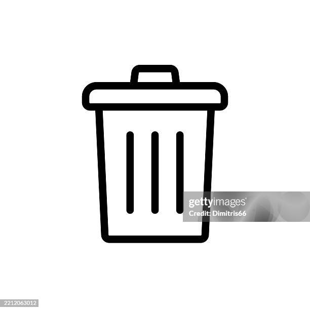 trash can line icon - filing tray stock illustrations