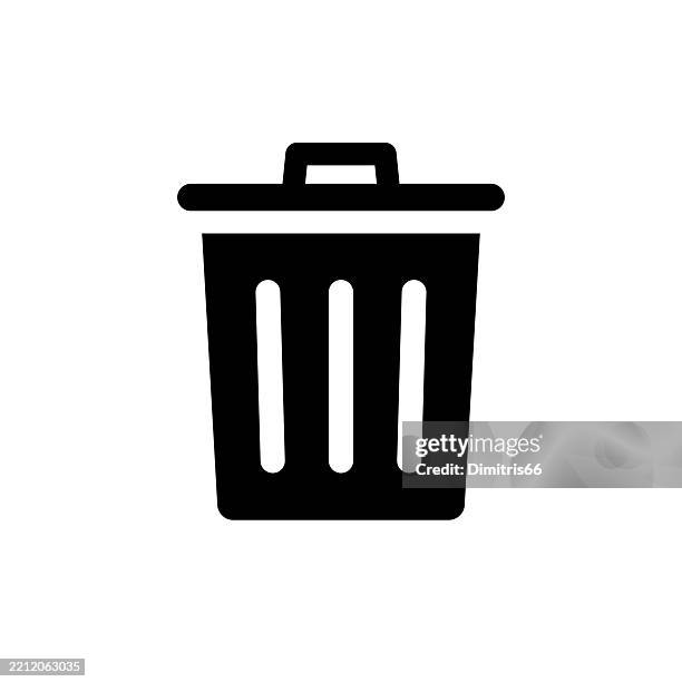 stockillustraties, clipart, cartoons en iconen met trash can solid icon - vuilnisbak