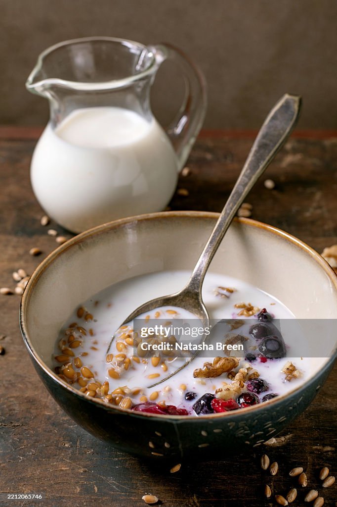 Healthy Breakfast Bowl with sprouted wheat