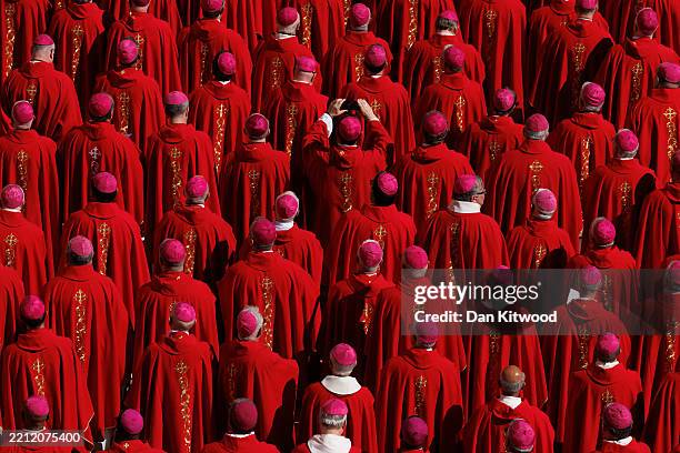 Cardinals attend the funeral of Pope Francis in St. Peter’s Square on April 26, 2025 in Vatican City, Vatican. Pope Francis died on April 21st at the...
