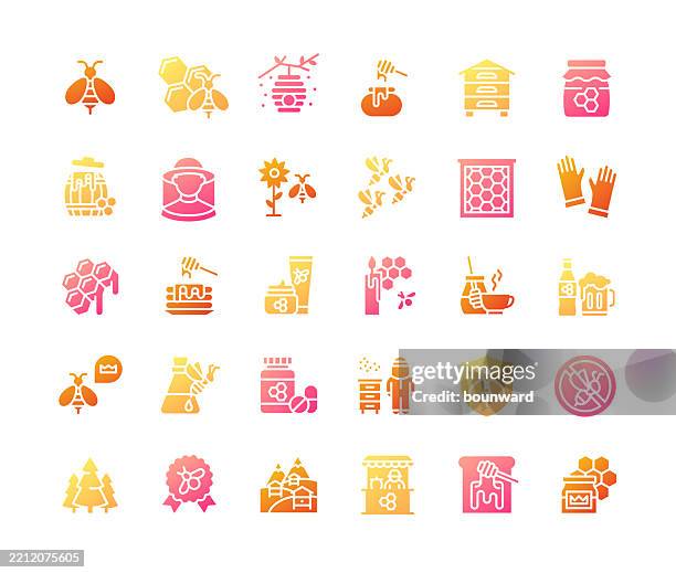 honey color gradient icons. vector - sugar jar illustration stock illustrations