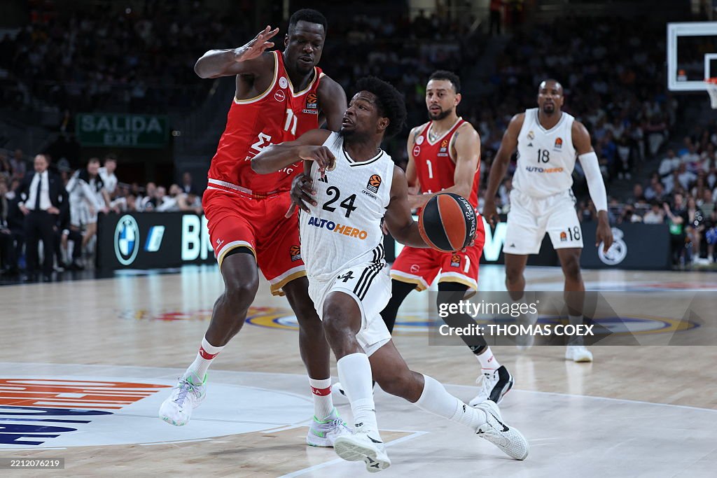 Real Rios Basketball Real Madrid's Spanish guard Andres Feliz drives to the basket... News ...
