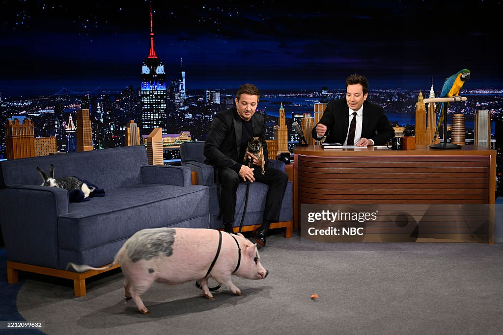 Jimmy Fallon Roles Actor Jeremy Renner and host Jimmy Fallon during