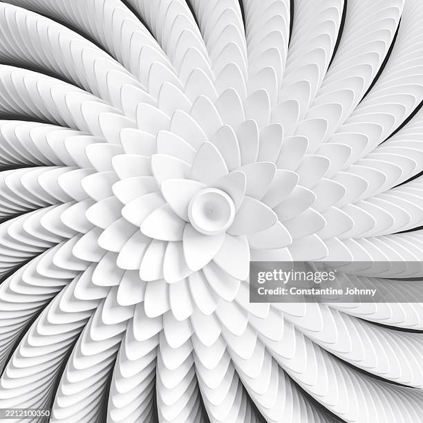 abstract white 3d petal pattern - two dimensional shape stock pictures, royalty-free photos & images